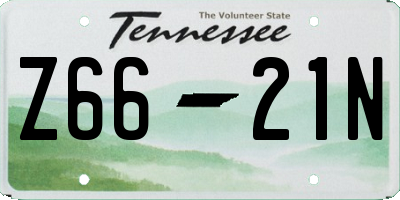 TN license plate Z6621N