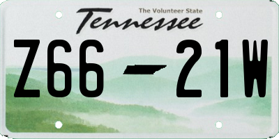 TN license plate Z6621W