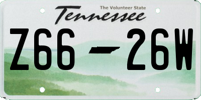 TN license plate Z6626W