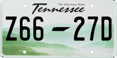 TN license plate Z6627D