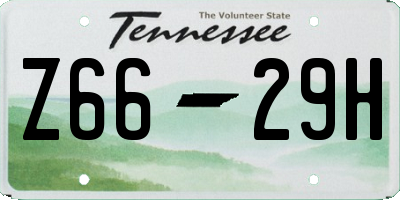 TN license plate Z6629H