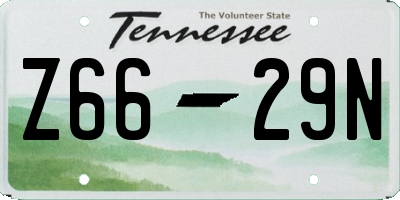 TN license plate Z6629N