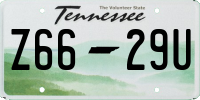 TN license plate Z6629U