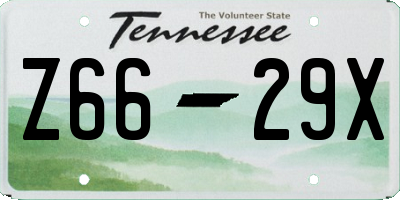 TN license plate Z6629X