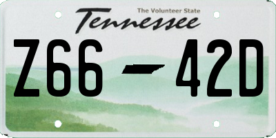 TN license plate Z6642D