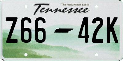 TN license plate Z6642K