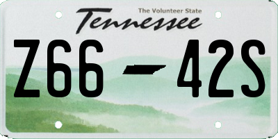 TN license plate Z6642S