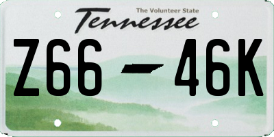 TN license plate Z6646K