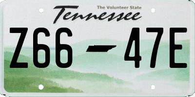 TN license plate Z6647E