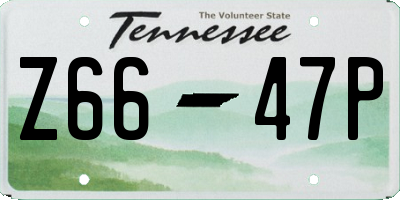 TN license plate Z6647P