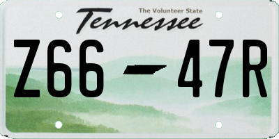 TN license plate Z6647R