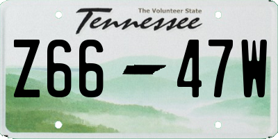 TN license plate Z6647W
