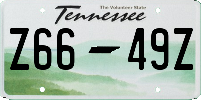 TN license plate Z6649Z