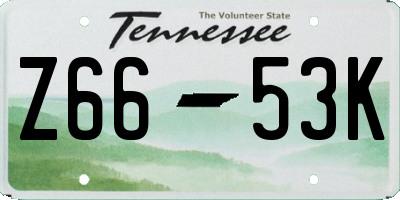 TN license plate Z6653K