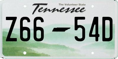 TN license plate Z6654D