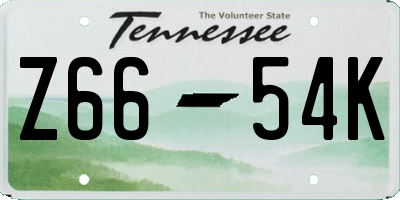 TN license plate Z6654K