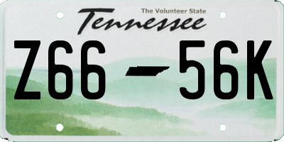 TN license plate Z6656K