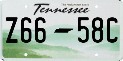 TN license plate Z6658C