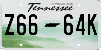 TN license plate Z6664K
