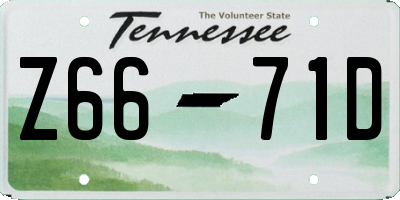 TN license plate Z6671D