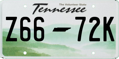 TN license plate Z6672K