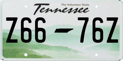 TN license plate Z6676Z