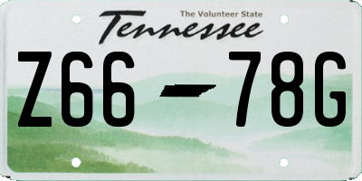 TN license plate Z6678G