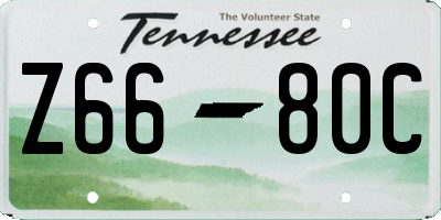 TN license plate Z6680C