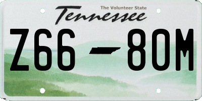 TN license plate Z6680M