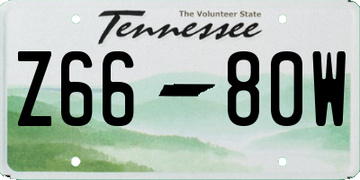 TN license plate Z6680W