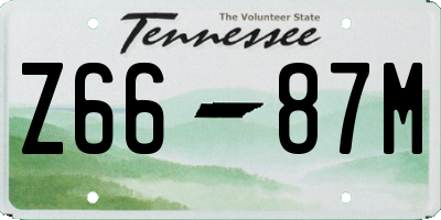 TN license plate Z6687M