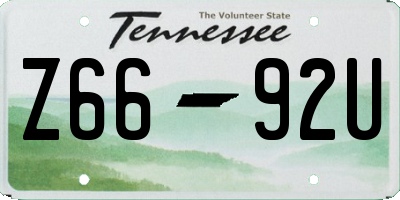 TN license plate Z6692U