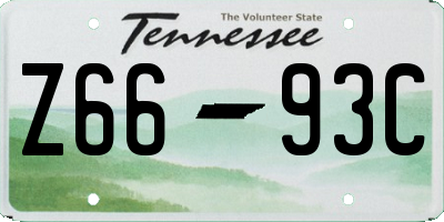 TN license plate Z6693C