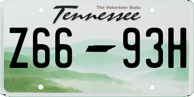 TN license plate Z6693H