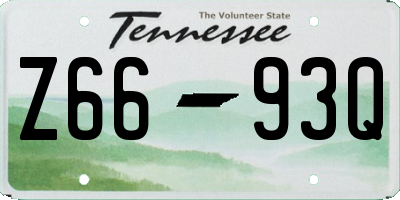 TN license plate Z6693Q
