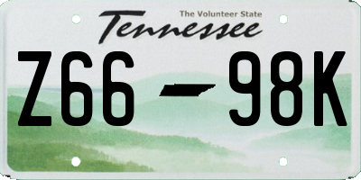 TN license plate Z6698K