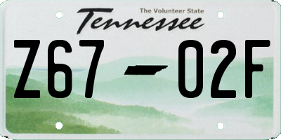 TN license plate Z6702F