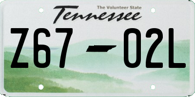 TN license plate Z6702L