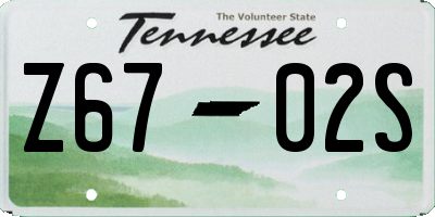 TN license plate Z6702S