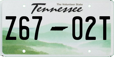 TN license plate Z6702T