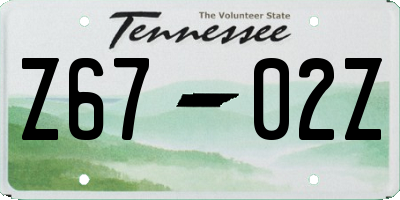 TN license plate Z6702Z
