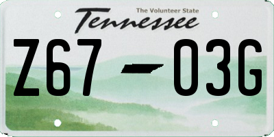 TN license plate Z6703G