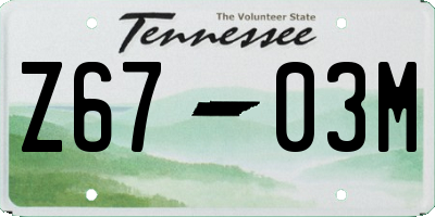 TN license plate Z6703M