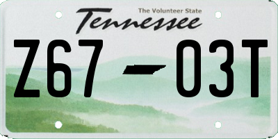 TN license plate Z6703T