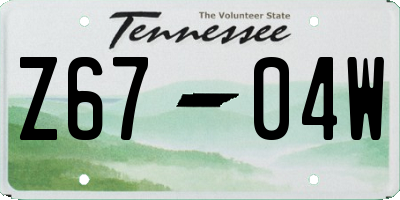 TN license plate Z6704W