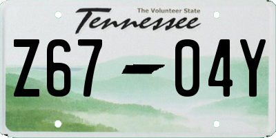 TN license plate Z6704Y