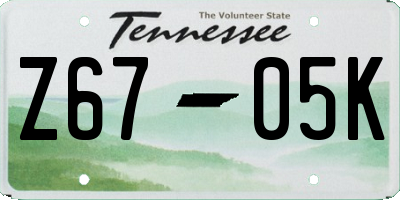 TN license plate Z6705K