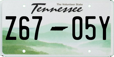 TN license plate Z6705Y