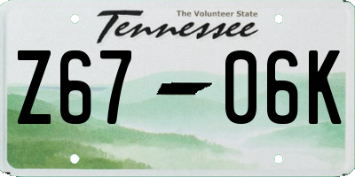 TN license plate Z6706K