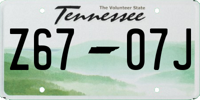 TN license plate Z6707J